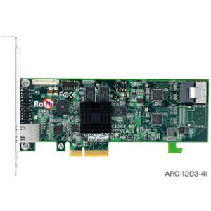 ARECA  納期未定 SerialATA III RAIDカード4ポート版 PCI-Express x 4 FOケーブル付 ARC-1203-4I｜murauchi