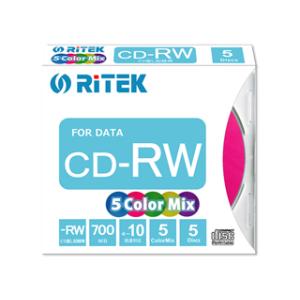 Ri-JAPAN/アールアイジャパン  CD-RW700.MIX5P A　データ用CD-RW(5色各1枚入り)｜murauchi