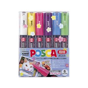 uni/三菱鉛筆  POSCA ポスカ 極細 6色セット PC1M6C