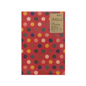 MIDORI/ミドリ  在庫限り 片面透明袋 クラフト マルチドット柄 赤 18821006｜murauchi
