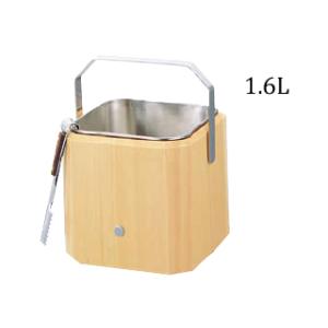 Total Kitchen Goods  PAI-99　白木アイスペール W-705 〔1.6L〕（ステンレス仲子・トング付）｜murauchi