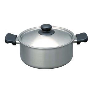 柳宗理 両手鍋 22cm 深型 ツヤ消しタイプ ステンレス製 フタ付き ガス