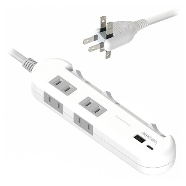 カシムラ AC-057 電源タップ4AC-C/A PD20W スイッチ付き 1.2m