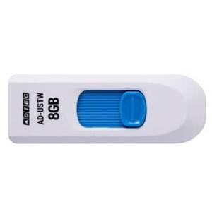 ADTEC アドテック  スライド式USBメモリ 8GB ホワイト/ブルー AD-USTW8G-U2｜murauchi