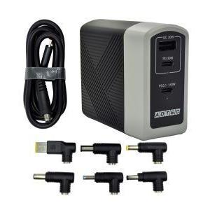 ADTEC アドテック 140W出力GaN搭載 USB-C PD3.1充電器+マルチプラグProケー...