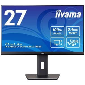 iiyama  IPSパネル採用 フルHD対応 27型液晶ディスプレイ /HDMI、DP/ブラック/スピーカー/昇降/回転 XUB2792HSU-B6｜murauchi