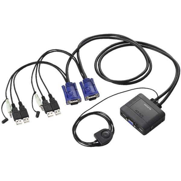 ELECOM KVM-KUS USB対応 ケーブル一体型パソコン切替器 エレコム