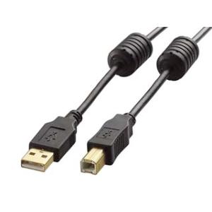 ELECOM エレコム U2C-BF50BK USB2.0ケーブル/フェライトコア付 ABタイプ/5.0m(ブラック)｜murauchi