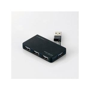 ELECOM エレコム USB2.0ハブ/ケーブル収納タイプ/バスパワー/4ポート/ブラック U2H-YKN4BBK｜murauchi