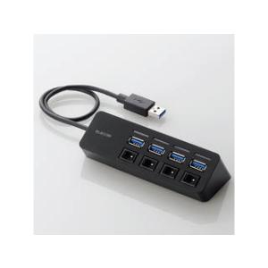 ELECOM エレコム USB HUB3.0/個別スイッチ付/マグネット/4P/ブラック U3H-S...