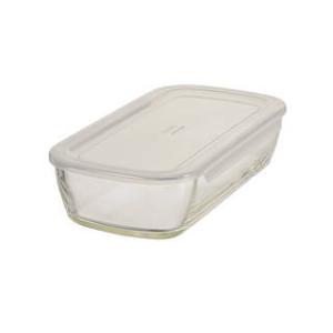 HARIO（ハリオ） 耐熱ガラス製 保存容器・角型900ml 蓋カラー：透明