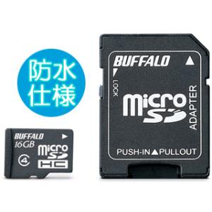 BUFFALO バッファロー 防水仕様 microSDHCカード 16GB Class4（クラス4）...