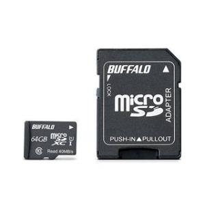 BUFFALO バッファロー microSDXCカード 64GB UHS-I Class1 SD変換アダプター付 RMSD-064GU1SA｜murauchi