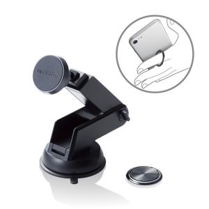 【正規代理店】 エレコム P-CARS09BK スマホ用 車載 マグネットホルダー 強力ゲル吸盤 /アーム 車載アクセサリー スマホ マグネット ホルダー ゲル吸盤 タイ