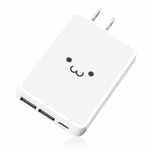 エレコム ELECOM スマホ充電器 AC充電器 タイプC USBC×1ポート USB×2ポート AC一体型 小型 軽量 薄型 ホワイトフェイス EC-AC07WF