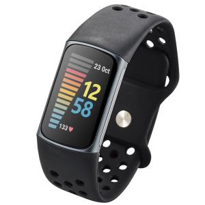 【正規代理店】 エレコム SW-FI221BDSCMBK Fitbit Charge5 交換 バンド ベルト Mサイズ 汗・水に強い 通気性 耐衝撃性 スマートウォッチ フィットビット チャ