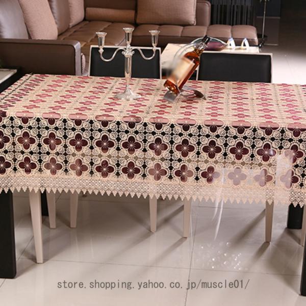 透かし テーブルクロス 長方形 刺繍 レース 柔らかく花柄のテーブルカバー テーブルマット部屋 宴会...