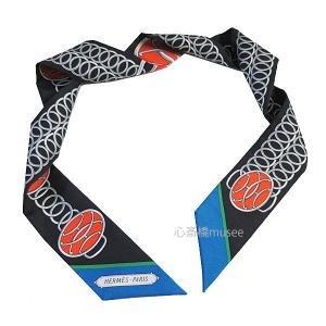 広尾店】 美品 エルメス HERMES ツイリー アルファベットロゴ 黒系