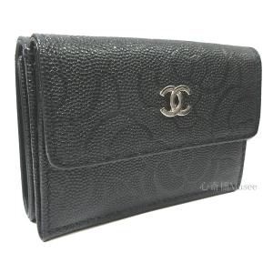 ≪新品≫ CHANEL シャネル スモールフラップ ウォレット カメリア 財布 キャビア ミニ ブラック ゴールド金具 AP0116 B07529 94305 small wallet 箱 リボン 　黒｜musee-jp