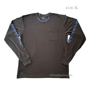 ≪新品≫ クロムハーツ 2025年 メンズ 長袖 Tシャツ 黒 ブラック ネックロゴ 青 ブルー Lサイズ
