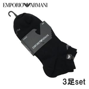 エンポリオアルマーニ EMPORIO ARMANI  アンクルソックス 3P ラッピング可能【即日発送】【BLACK 】 300038 CC134 00220/m-inner｜mush-and-laugh