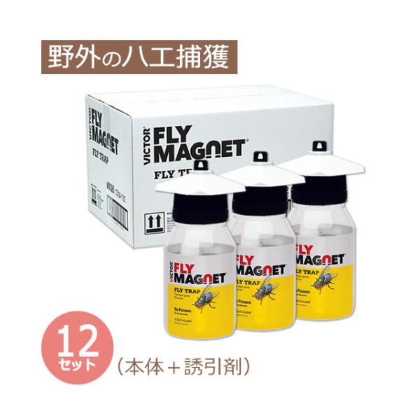 ケース単位 フライマグネット 12個入(誘引剤12個付属) /ハエ捕獲器 ハエ捕り 駆除 お得まとめ...