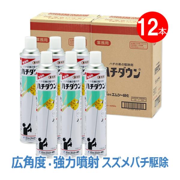 お得まとめ購入 ハチダウン 730ml×12本 広角度・強力噴射 スズメバチ駆除 アシナガバチ 特大...