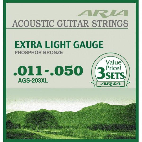 Aria AGS-203XL アコースティックギター弦 3セットパック を 3set