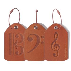CURTIS 本革ネームタグ 楽器ケース バッグ用 ラゲージタグ ト音記号/バス記号/ハ音記号 ネジ式ループ 95x60x4mm