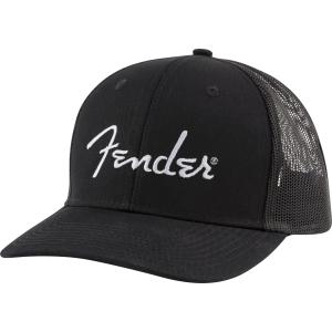 Fender(フェンダー) Fender Silver Thread Logo Snapback Trucker Hat, Black, One Size Fits Most
