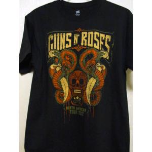 ガンズアンドローゼズ Guns N' Roses - Snakes & Skull (North American Tour 2012): Black M-size T-shirt｜musique69