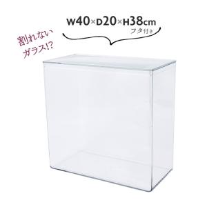 最終週末特価‼️清掃済みアクリル　ケース　大型　水槽 透明 ケース フタ付 40×40×45cm アクリルより丈夫 大きい