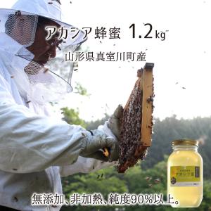 アカシア蜂蜜(糖度80以上、純度90以上) 無添加 非加熱 全原材料国産 天然 純粋蜂蜜 山形県真室川町産 2023年採蜜 1.2kg 送料無料