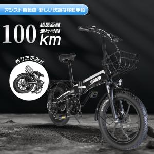 電動アシスト 自転車 20インチ 極太タイヤ 軽量 電動アシスト自転車 折りたたみ 公道走行可能 最大走行距離100km おしゃれ 型式認定取得 20Ah 大容量バッテリー