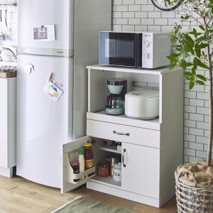 レンジ台 レンジラック レンジボード キッチンボード キッチンラック スリム 引き出し 収納 電子レンジ 食器棚 幅60cm 白 ホワイト(大型) (当社オリジナル)