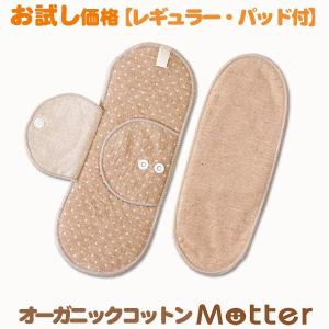 布ナプキン オーガニックコットン お試し レギュラーサイズ 生理用ナプキン ホルダータイプとパッドのセット 昼用 綿 尿漏れ失禁 生理用品