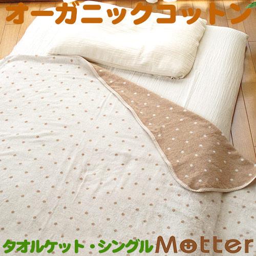 タオルケット シングル オーガニックコットン ドット柄タオルケット大人用シングル