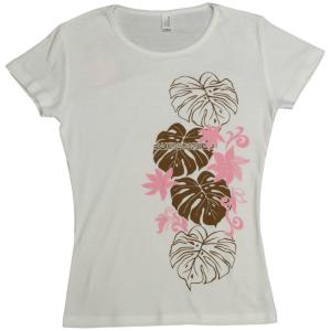 フラダンス レッスン フライス Tシャツ 半袖 タヒチアンモンステラ柄