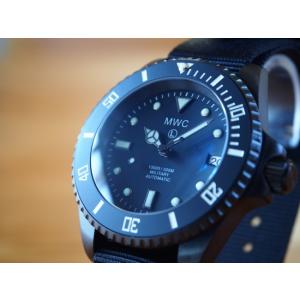 ミリタリーウォッチ MWC 時計 腕時計 自動巻き ニューオートマティック300mダイバーズ サブマリーナ サファイア PVD ロゴ NATO (BLK)｜mwcunlimited