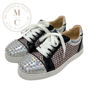クリスチャンルブタン Christian Louboutin スニーカー 靴 シューズ パテント レザー グレー オーロラ ブラック スパイク スタッズ