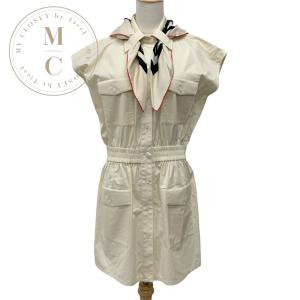 ルイヴィトン LOUIS VUITTON ワンピース コットン ベージュ ブラック レッド スカーフサファリ シャツワンピース ロゴ モノグラム