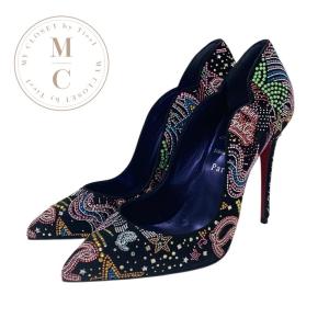 クリスチャンルブタン Christian Louboutin HOT CHICK STARLIGHT パンプス 靴 シューズ スエード ブラック マルチカラー 未使用 ラインストーン