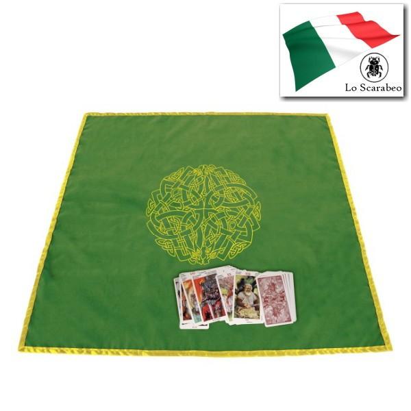 【売り切り30％OFF】タロットカードクロス　ケルティックラビリンス　緑がおしゃれなケルト文明を反映...