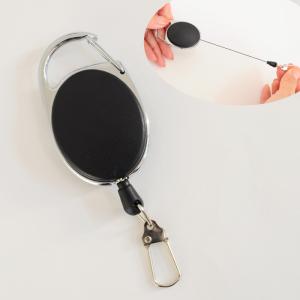 フック付き リール キーホルダー 約55×34mm ワンタッチ