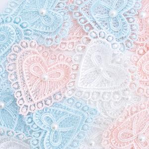 パール付き ケミカルモチーフ ハートリボン 3色 各5枚