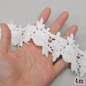 薔薇のモチーフケミカルレース 約6cm オフホワイト 《