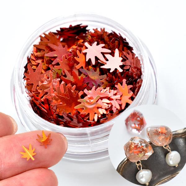 ホログラム 封入 パーツ 紅葉 1ケース ■ 秋 秋モチーフ 封入パーツ レジン アクセサリーパーツ...