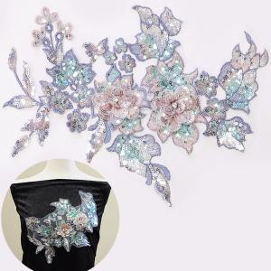 刺繍 スパンコール モチーフ 約29cm 1枚 ■ チュール