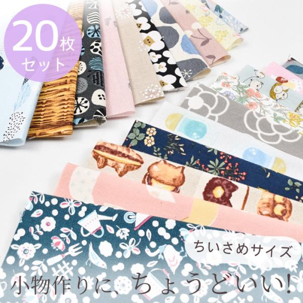バラエティ ミニ はぎれ セット 約23×25cm 20枚 ゆうパケ送料無料 ■ 花 動物 フルーツ...