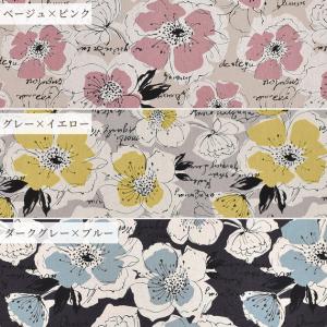 生地 綿麻キャンバス 花柄 英字 おしゃれ シ...の詳細画像4